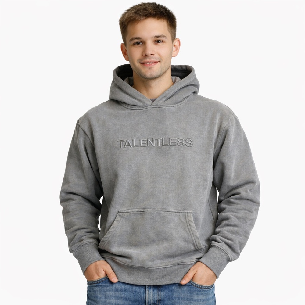 NWT Talentless Charcoal Hoodie Small Embossed Logo Minimal high quality